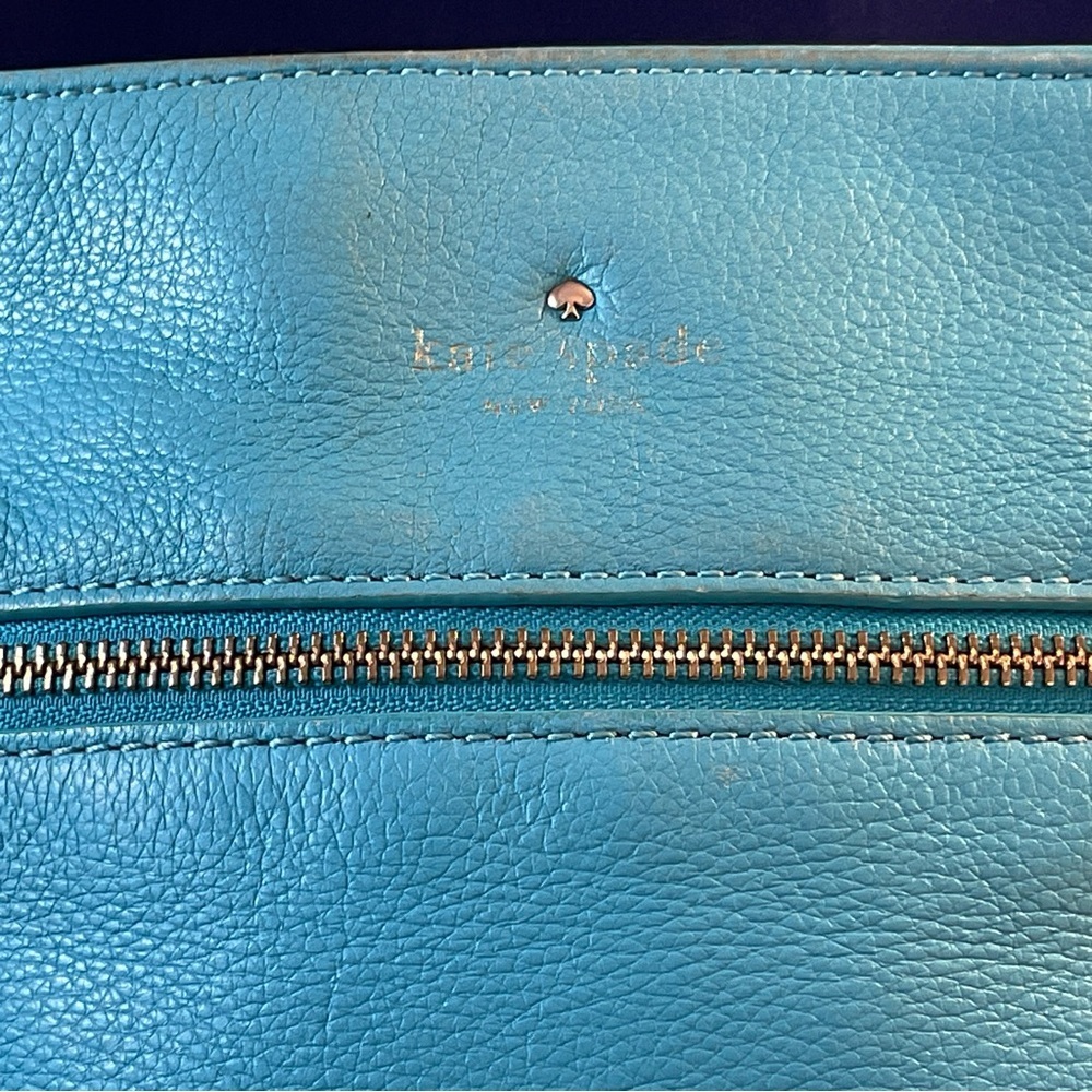 Kate Spade Butter Soft Turquoise Pebble Leather Crossbody Bag Silver Accents - Picture 8 of 14